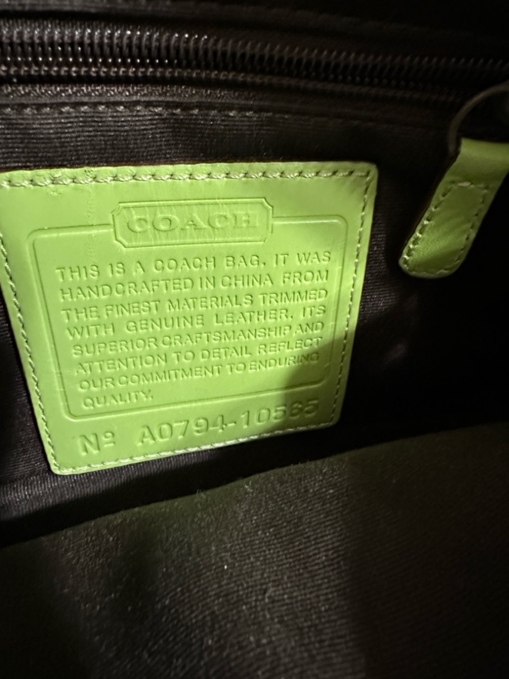 COACH Signature Canvas Crossbody Green Tan - Picture 6 of 15
